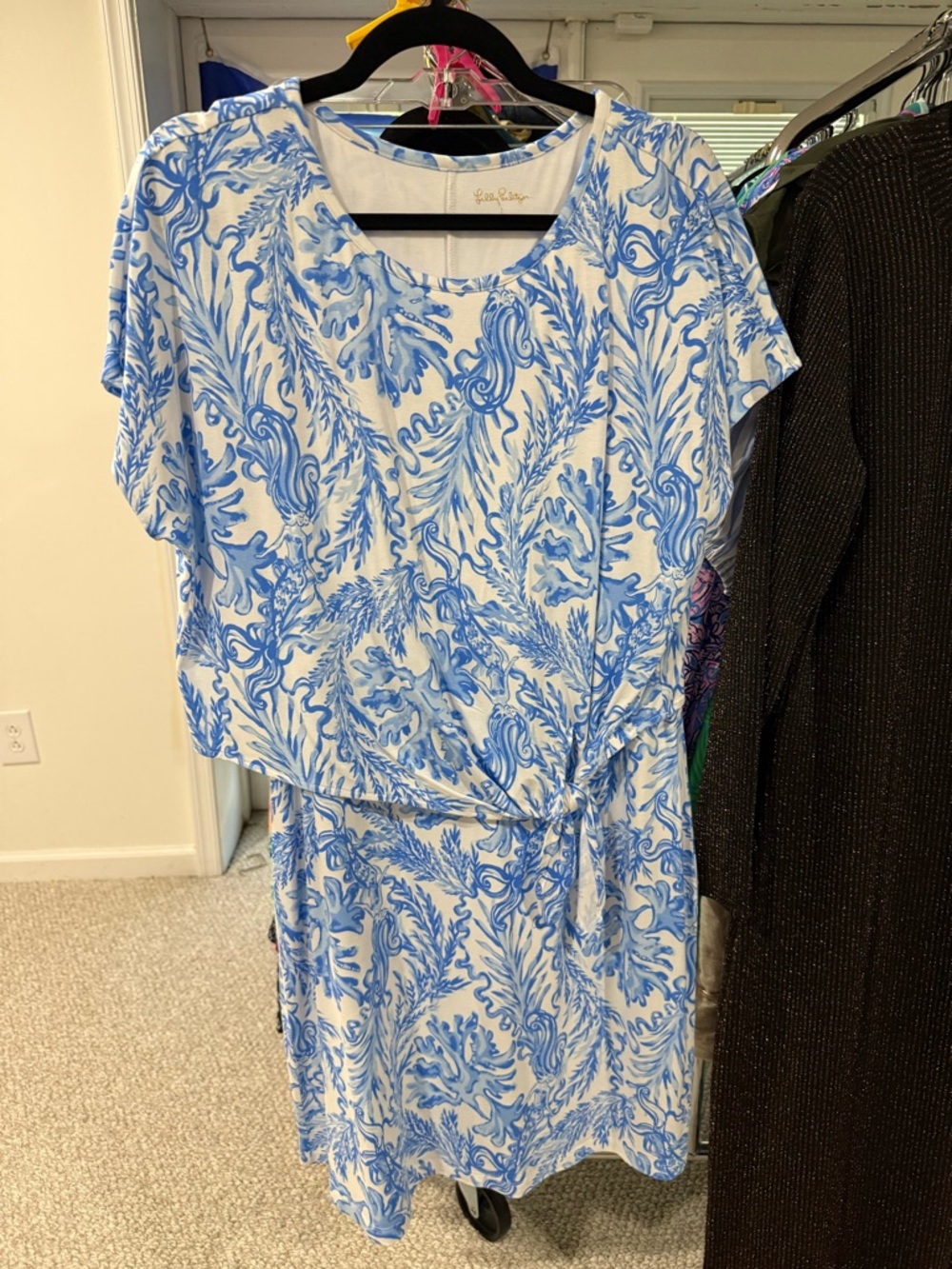 Lilly Pulitzer Inka Dress with Blue Floral/Mermaid Print